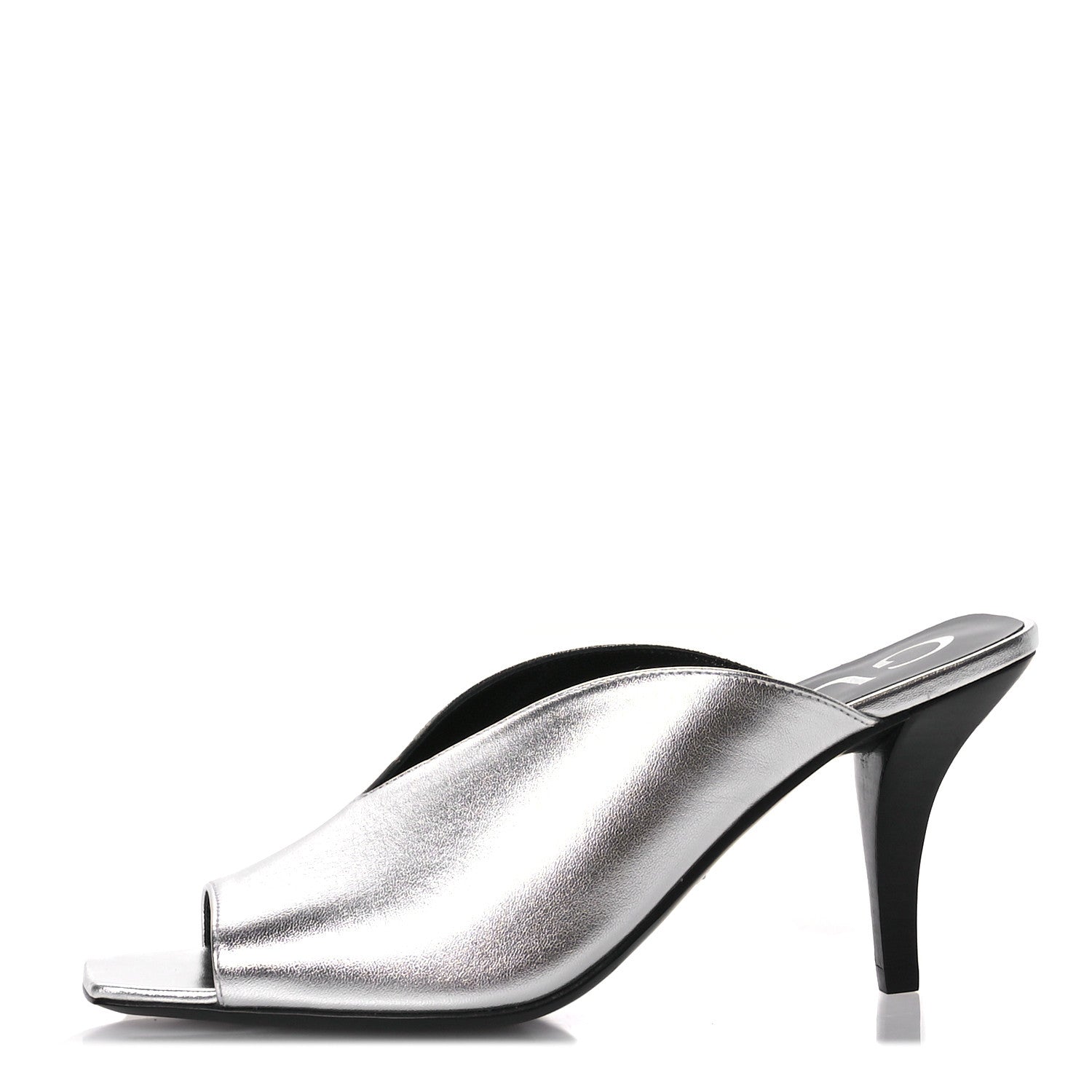 Gucci Metallic Nappa Silk Square G Slide Sandals  36.5 Argento 1 of 9