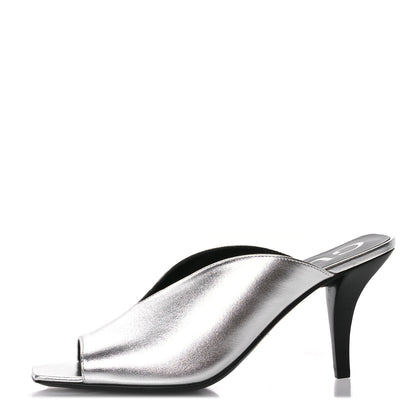 Gucci Metallic Nappa Silk Square G Slide Sandals  36.5 Argento 1 of 9