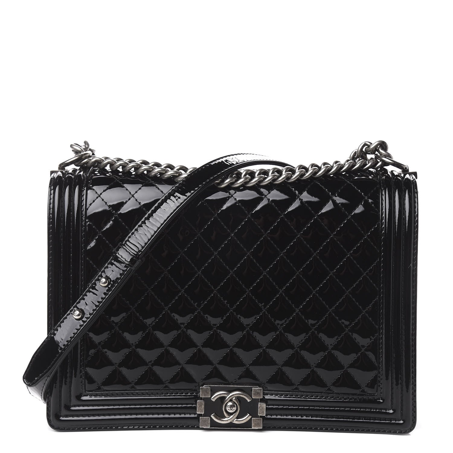 Chanel Patent Quilted Large Boy Flap Black 1 of 11