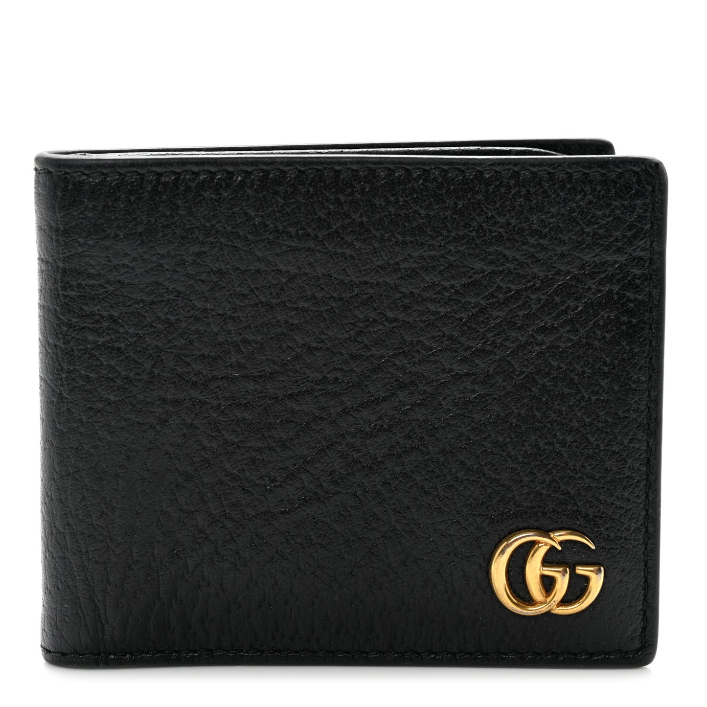 Calfskin Boar Effect GG Marmont Bi-Fold Wallet Black