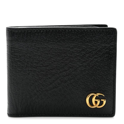 Gucci Calfskin Boar Effect GG Marmont Bi-Fold Wallet Black 1 of 7