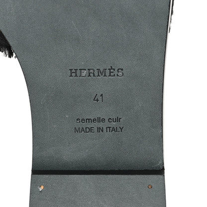 Hermes Toile H Oran Fringe Sandals 41 Black 7 of 10
