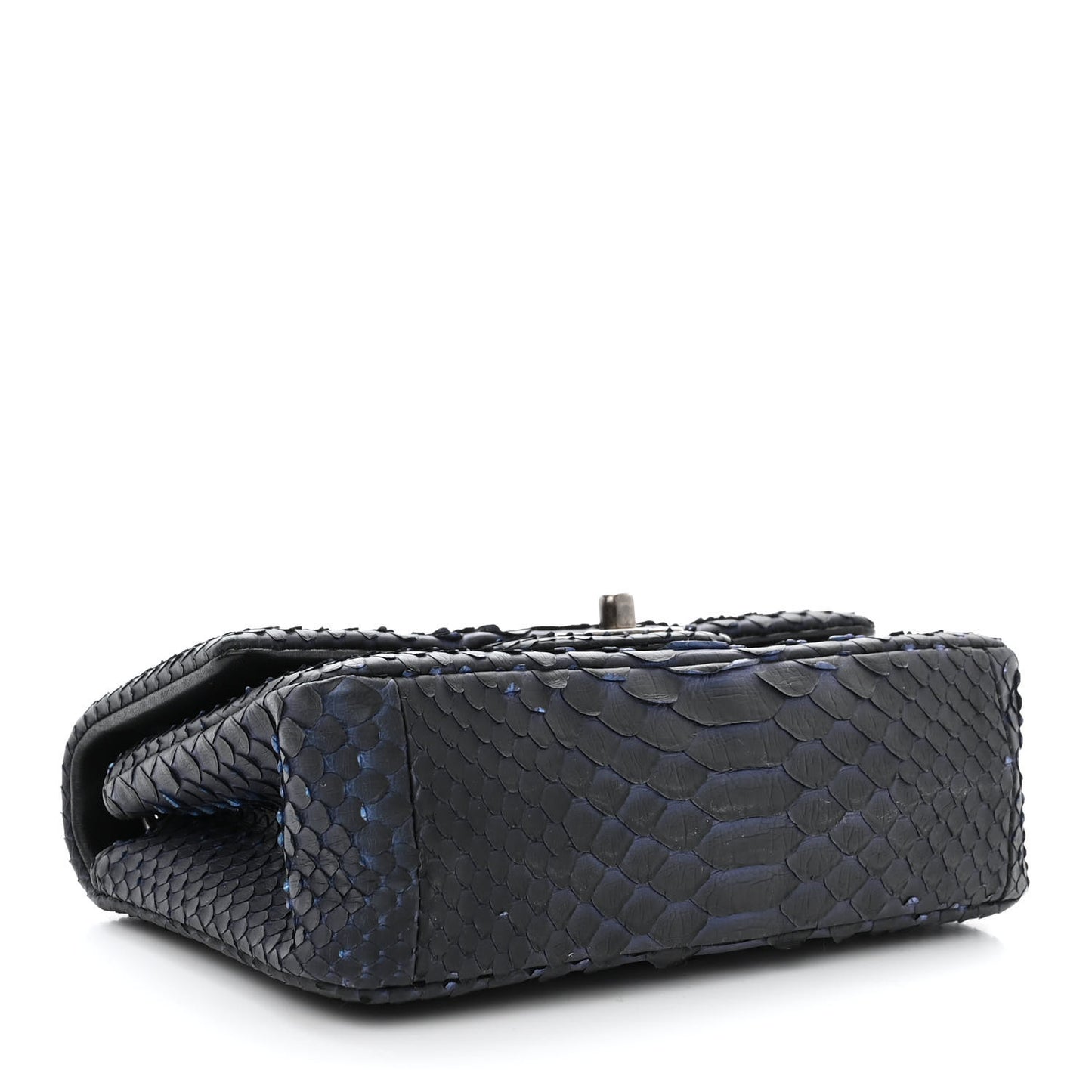 Snakeskin Mini Rectangular Flap Dark Blue