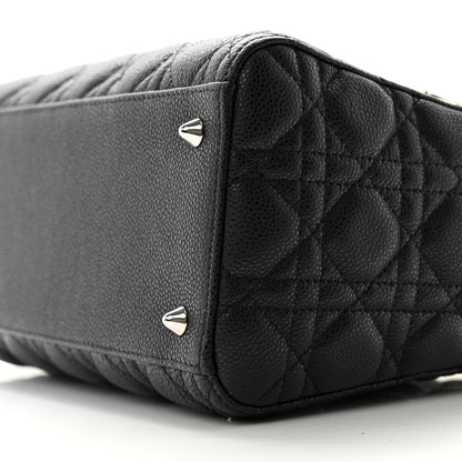 Christian Dior Grained Calfskin Cannage Medium Lady Dior Black 10 of 11
