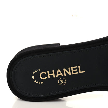 Chanel Pearl Embroidery CC Mules 37.5 Gold Black 7 of 9