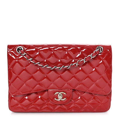 Chanel Patent Quilted Jumbo Double Flap Red 1 of 13