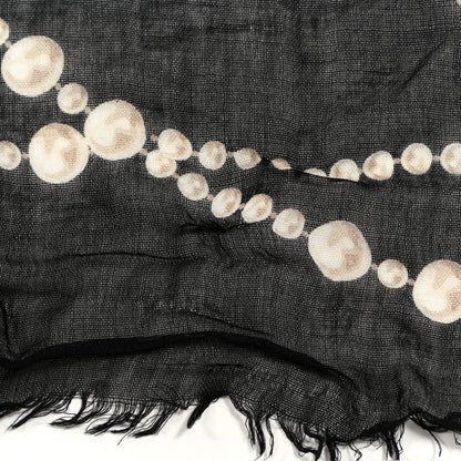 Chanel Cashmere Silk CC Pearl Stole Black White 6 of 6