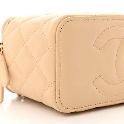 Chanel Lambskin Quilted Small Top Handle Vanity Case With Chain Beige 9 of 10