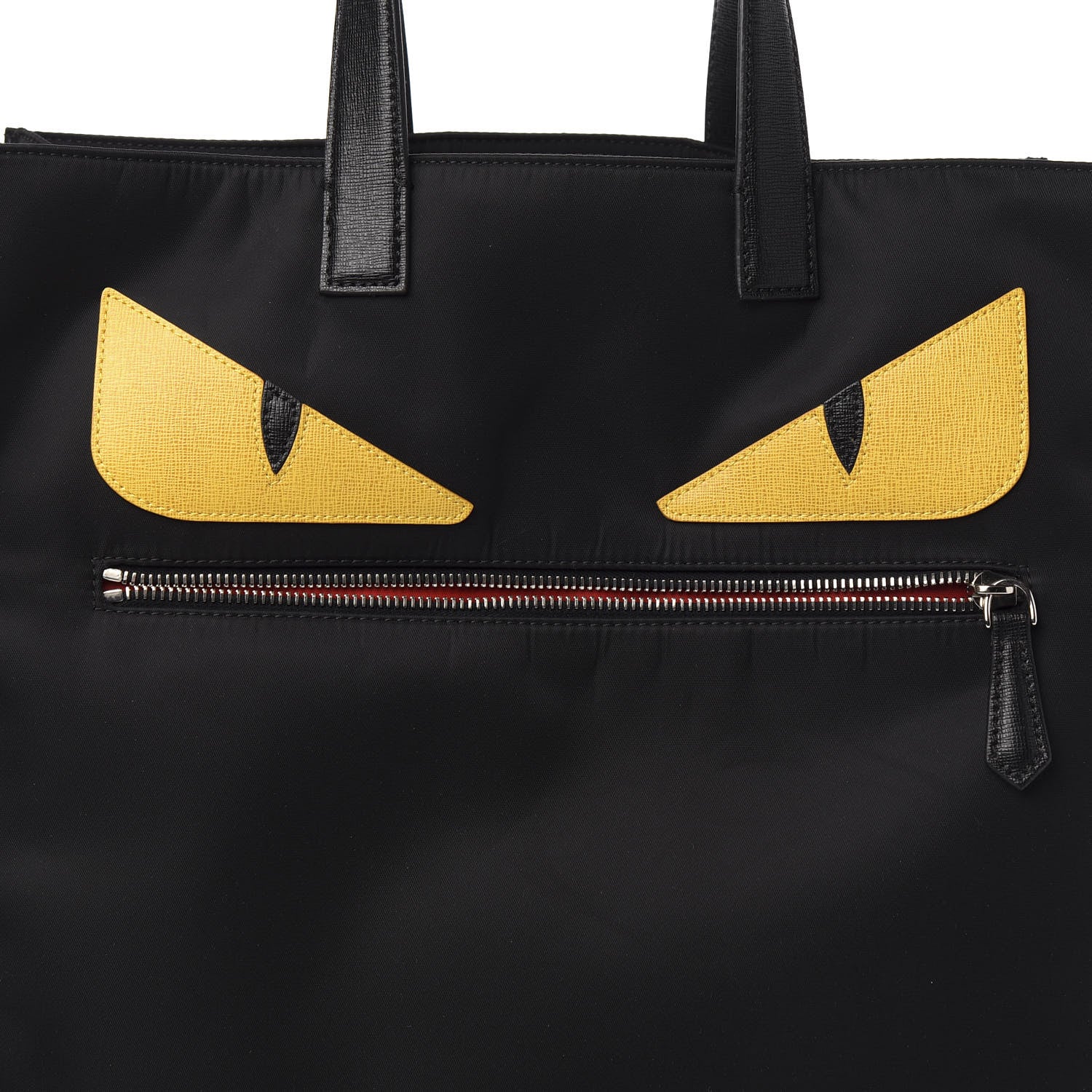 Fendi Nylon Vitello Elite Monster Eyes Tote Black Yellow 9 of 9
