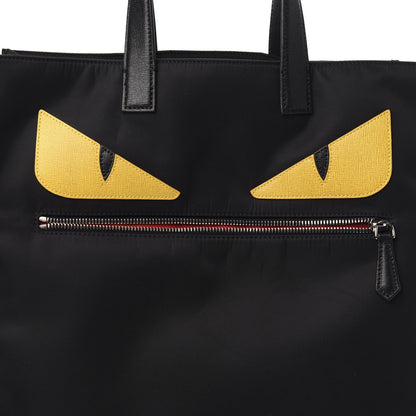 Fendi Nylon Vitello Elite Monster Eyes Tote Black Yellow 9 of 9