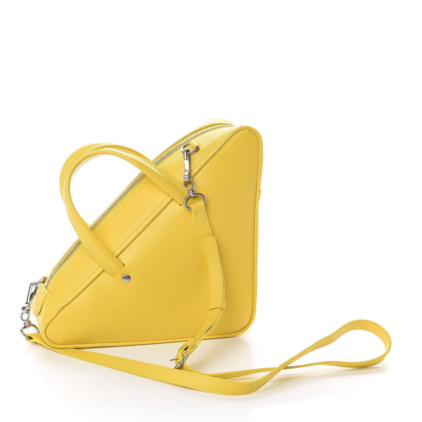 Shiny Day Calfskin Logo S Triangle Duffle Jaune Black