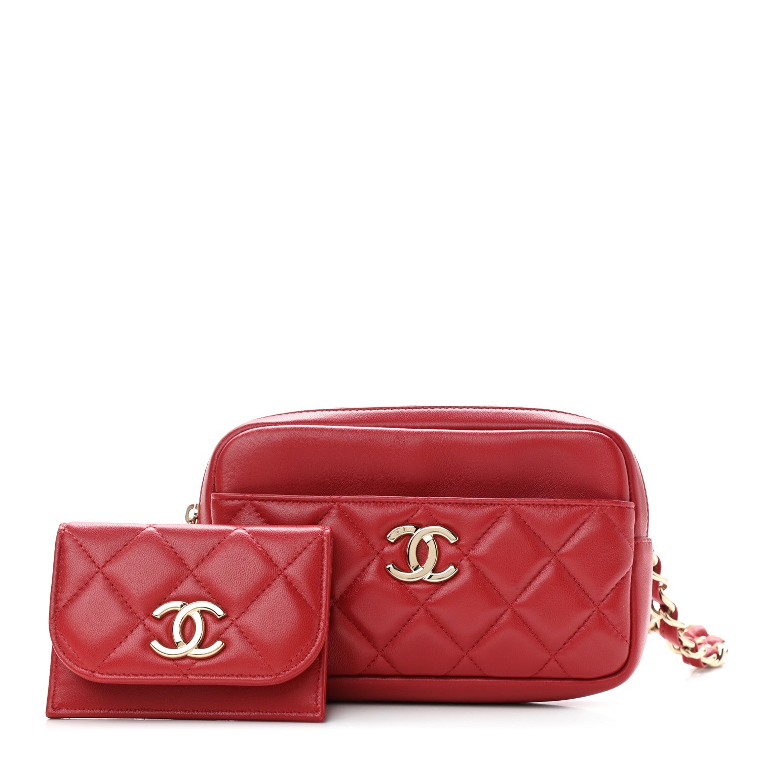Chanel Lambskin Quilted Waist Bag Red 3 of 12