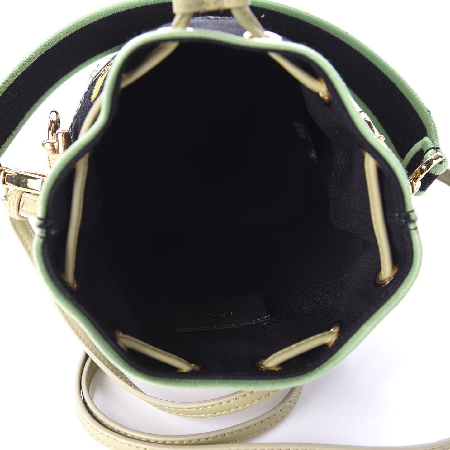 Canvas Vitello Century F is Fendi Psychedelic Flowers Embroidered Mini Mon Tresor Bucket Bag Verde Mandorlo Multicolor
