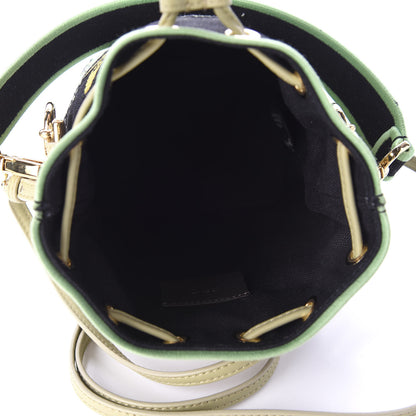 Fendi Canvas Vitello Century F is Fendi Psychedelic Flowers Embroidered Mini Mon Tresor Bucket Bag Verde Mandorlo Multicolor 6 of 11