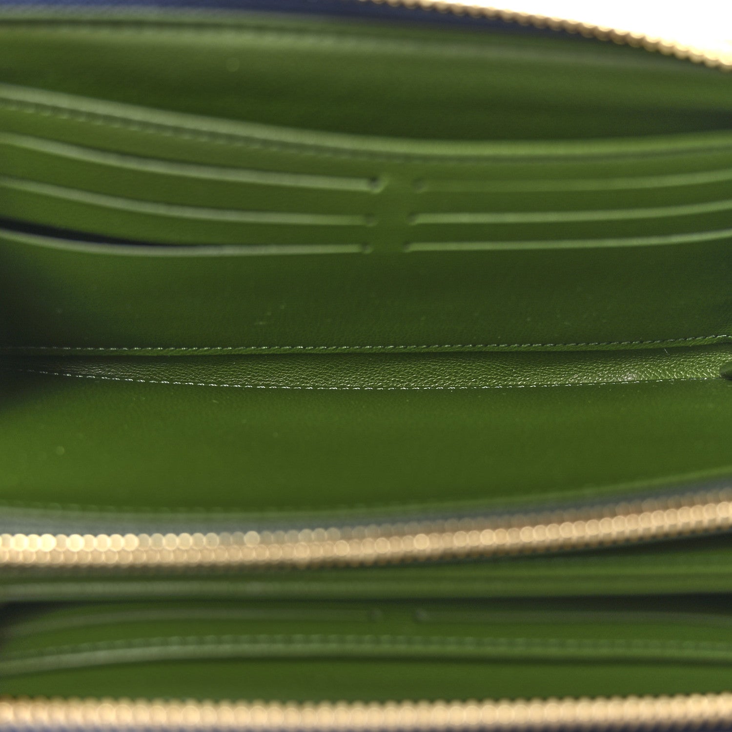 Louis Vuitton Lambskin Embossed Monogram LV Coussin Zippy Wallet Blue Green 5 of 7