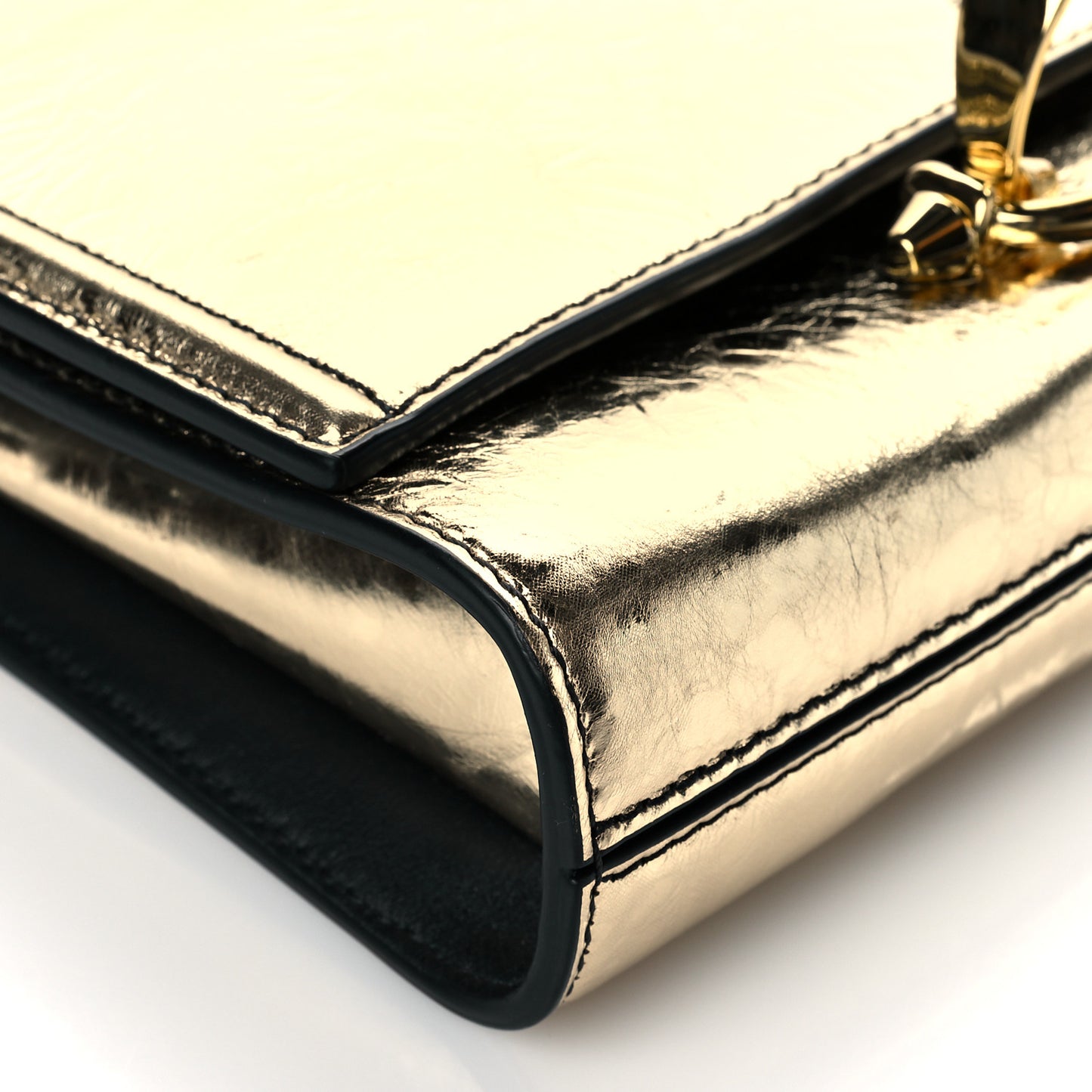 Metallic Crash Calfskin The Story Crossbody Bag Gold