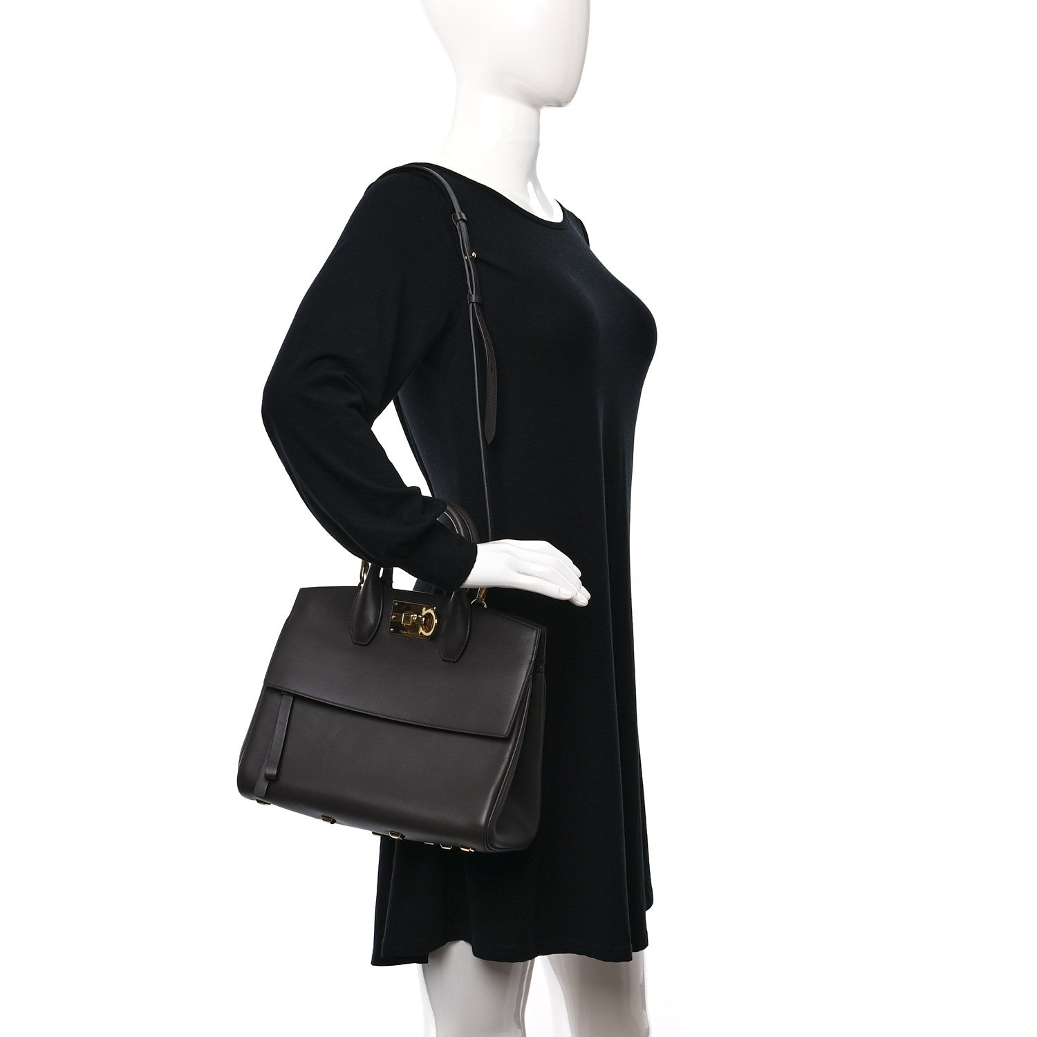 Salvatore Ferragamo Calfskin Studio Bag Caraway Seed 2 of 9