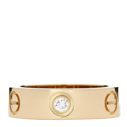 Cartier 18K Yellow Gold 3 Diamond 5.5mm LOVE Ring 51 5.75 1 of 4