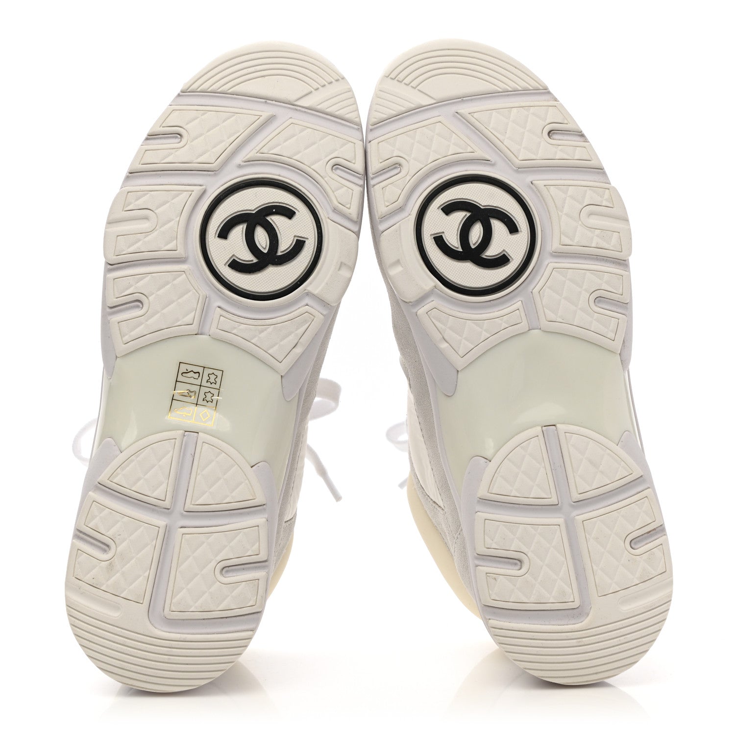 Chanel Nylon Calfskin Suede Fabric CC Sneakers 38 White 5 of 8
