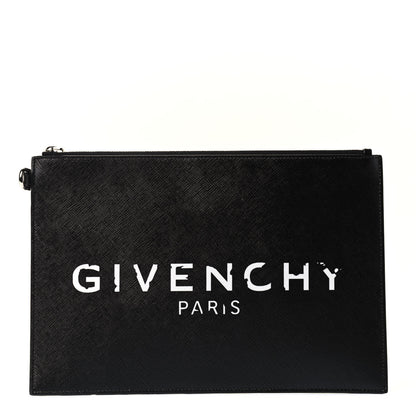 Givenchy Textured Coated Canvas Iconic Prints Flat Medium Clutch Bag Black 1 of 4