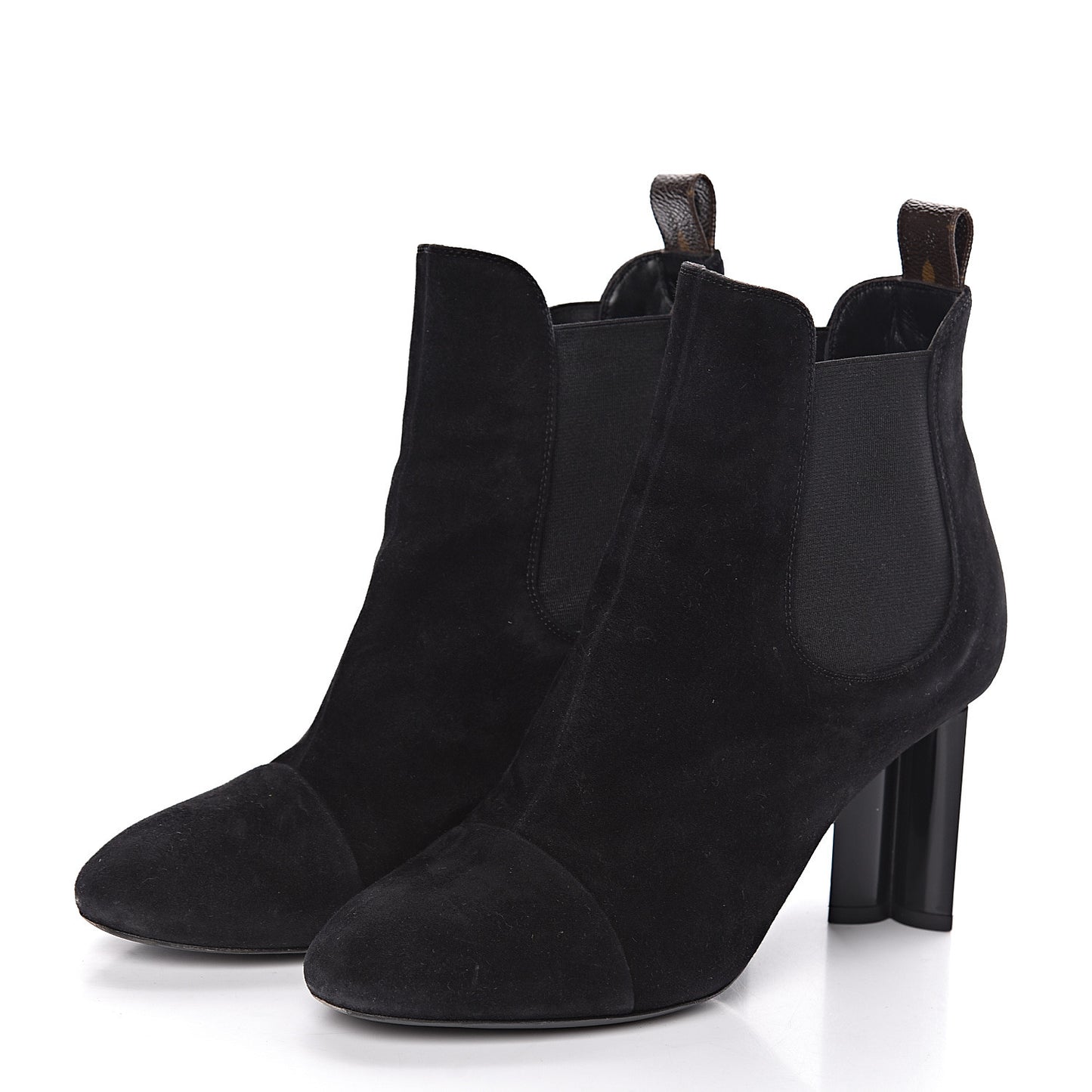 Suede Monogram Uniformes Cap Toe Chelsea 80mm Ankle Boots 36.5 Black