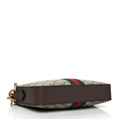 Gucci GG Supreme Monogram Textured Dollar Calfskin Web Ophidia Wristlet Shoulder Bag Beige Ebony New Acero 4 of 10