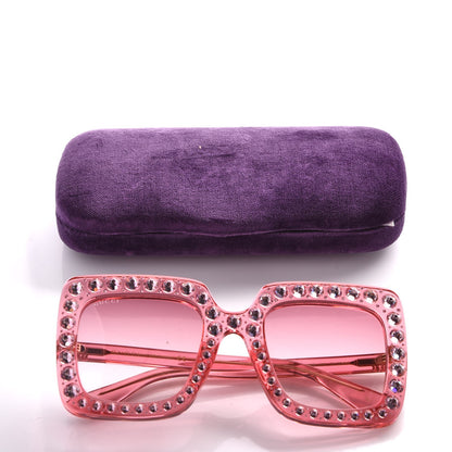 Gucci Acetate Crystal Oversize Sunglasses GG0148S Pink 10 of 10