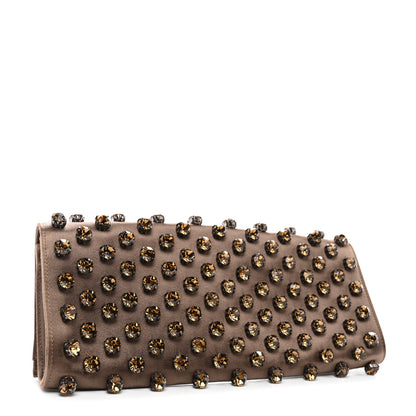 Gucci Satin Crystal Embellished Clutch Brown 3 of 7