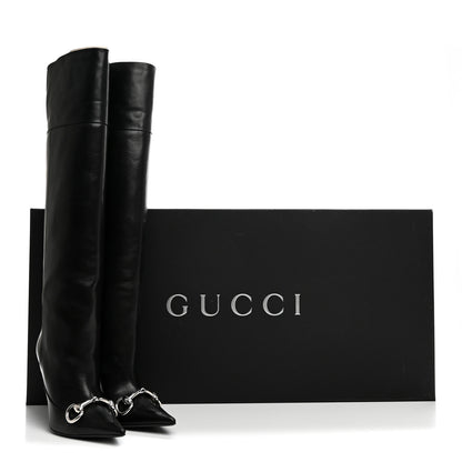 Gucci Nappa Boulevard Horsebit Knee High Boots 39 Black 7 of 7