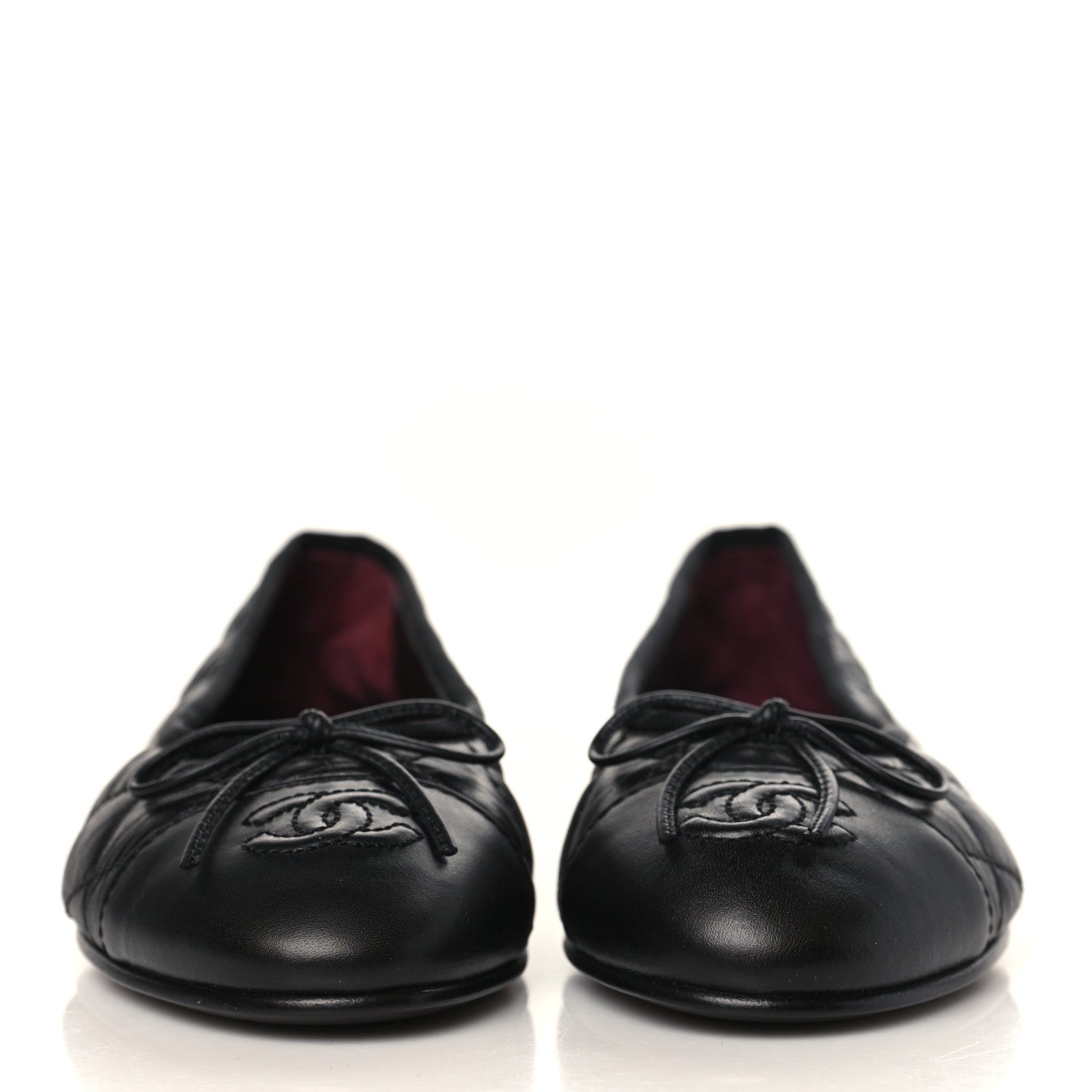 Chanel Aged Calfskin Quilted CC Cap Toe Ballerina Flats 35 Black 2 of 8