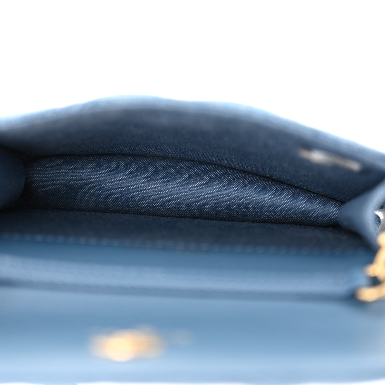 Chanel Denim Quilted CC Pearl Crush Clutch With Chain Blue 5 of 13