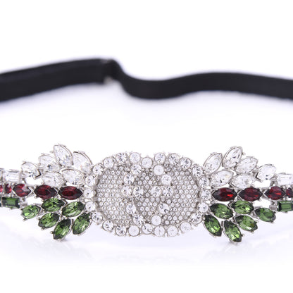 Gucci Crystal Embellished Interlocking GG Headband Green Red 5 of 6