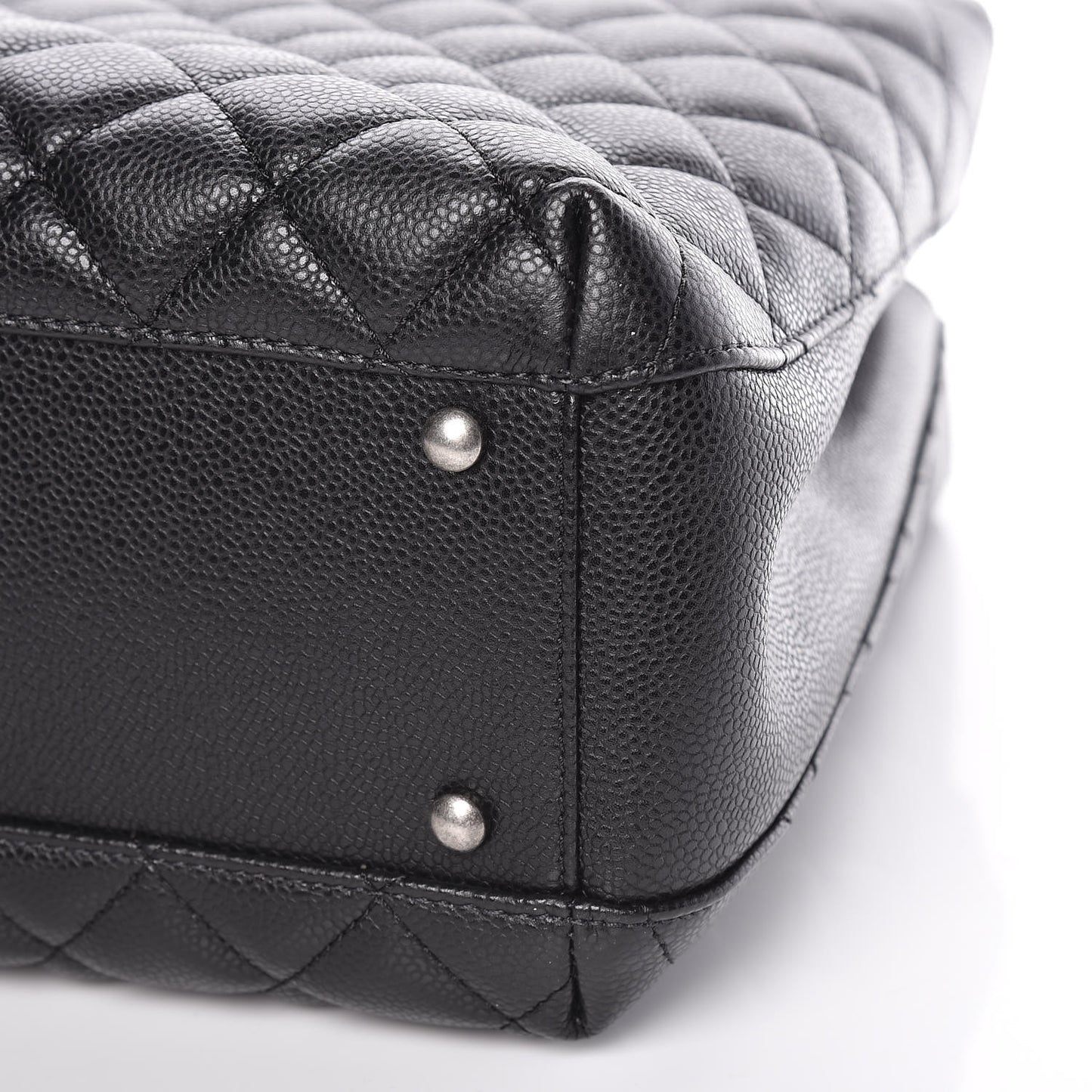 Caviar Quilted City Shopping Tote Black