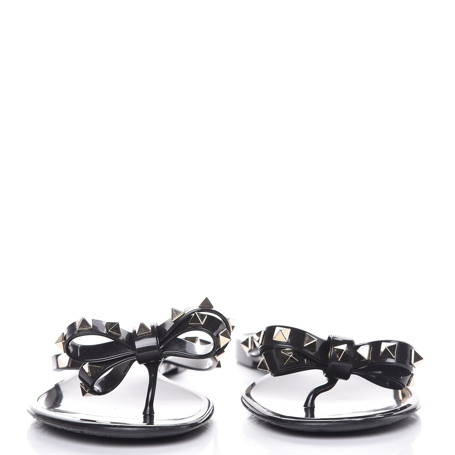 Valentino Garavani PVC Jelly Rockstud Bow Thong Sandals 41 Black 2 of 9