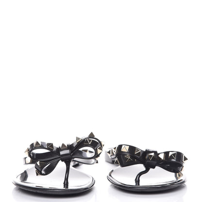 Valentino Garavani PVC Jelly Rockstud Bow Thong Sandals 41 Black 2 of 9