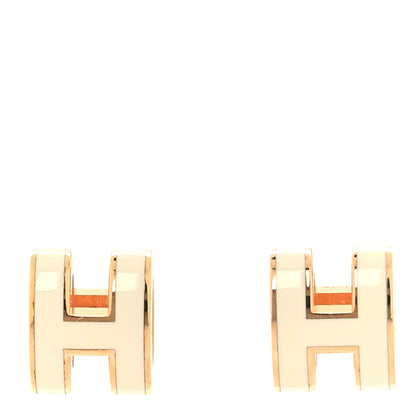 Hermes Rose Gold Lacquered Mini Pop H Earrings White 1 of 6