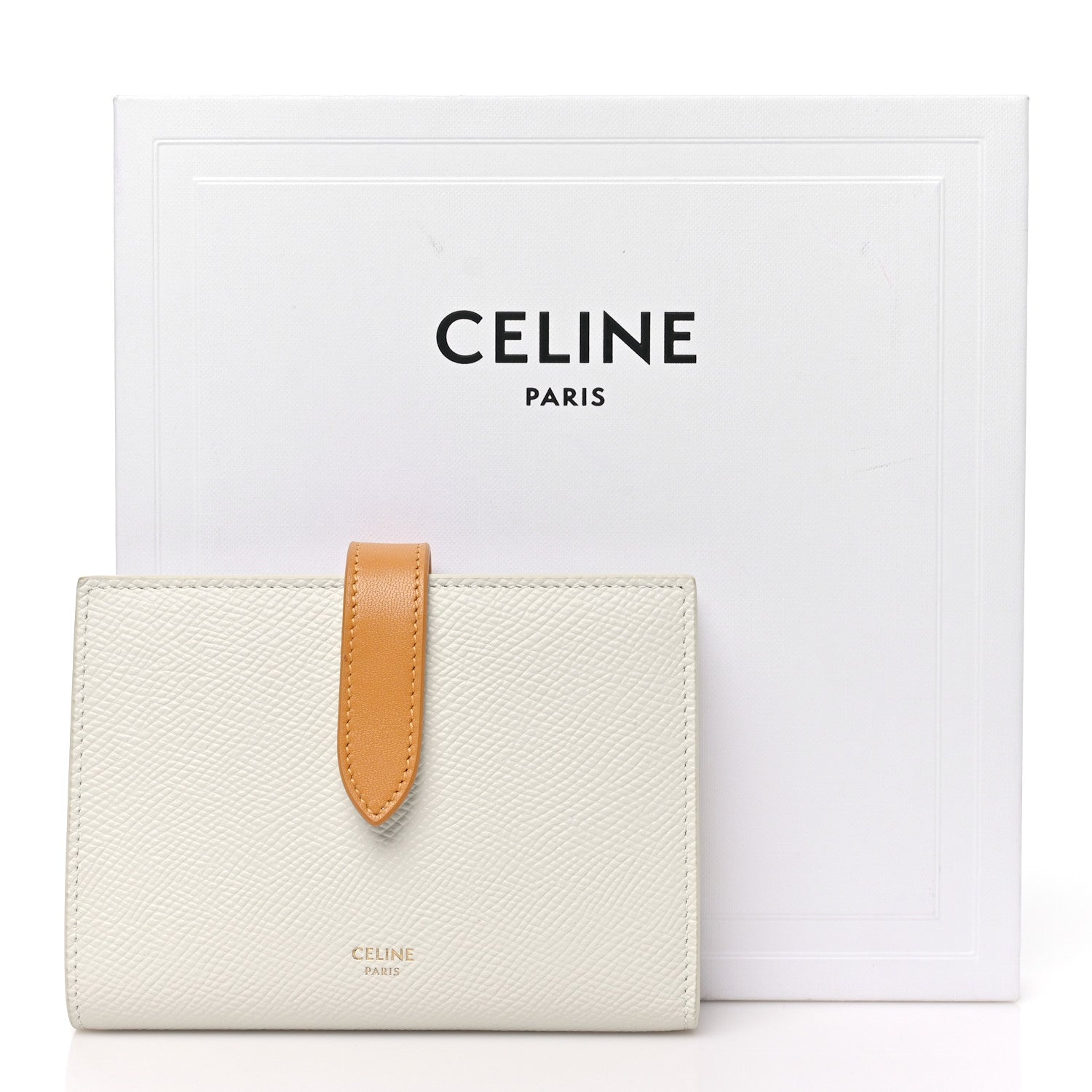 Celine Grained Calfskin Medium Multifunction Strap Wallet White Ocre 9 of 9