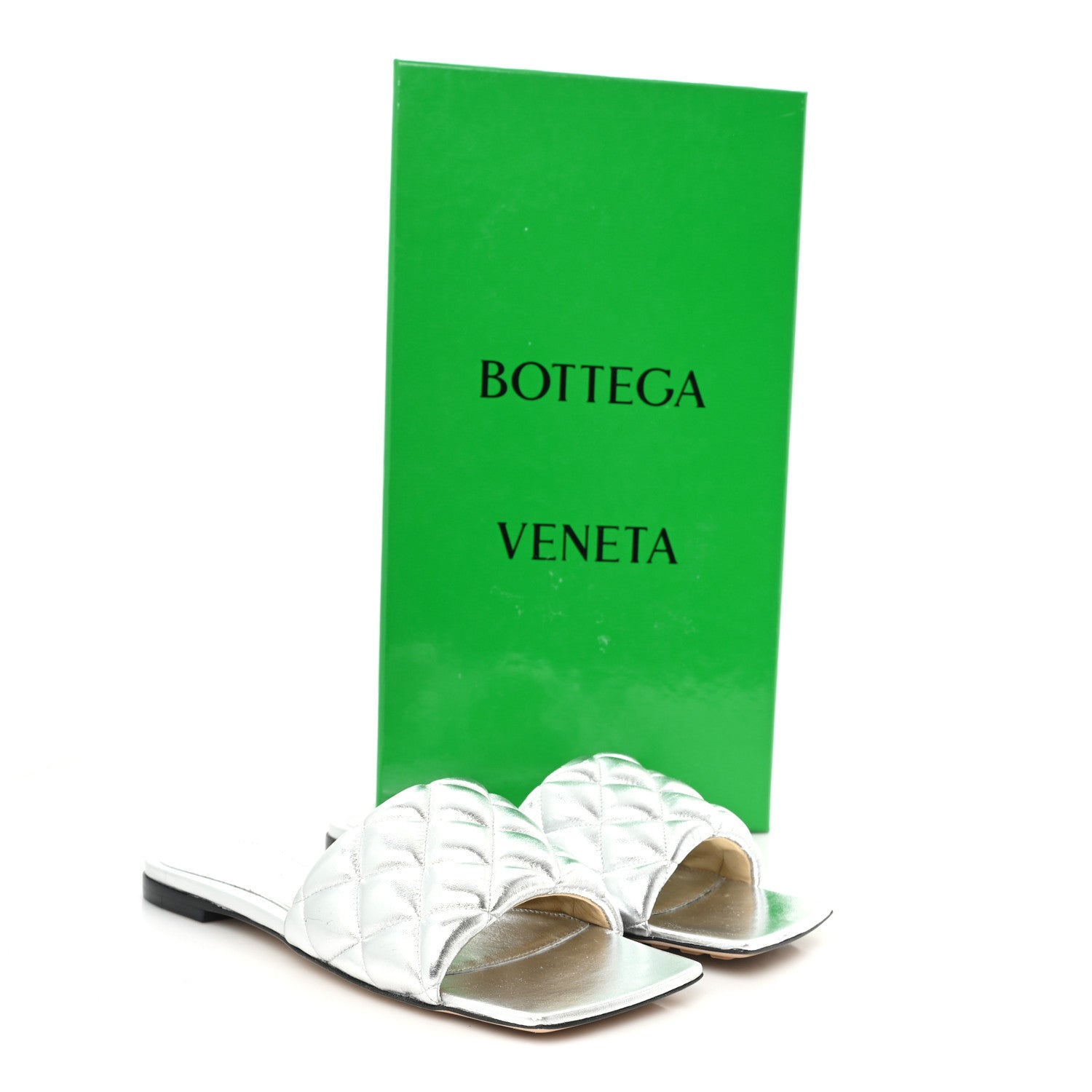 Bottega Veneta Reflection Matelasse Padded Flat Sandals 36 Silver 9 of 9