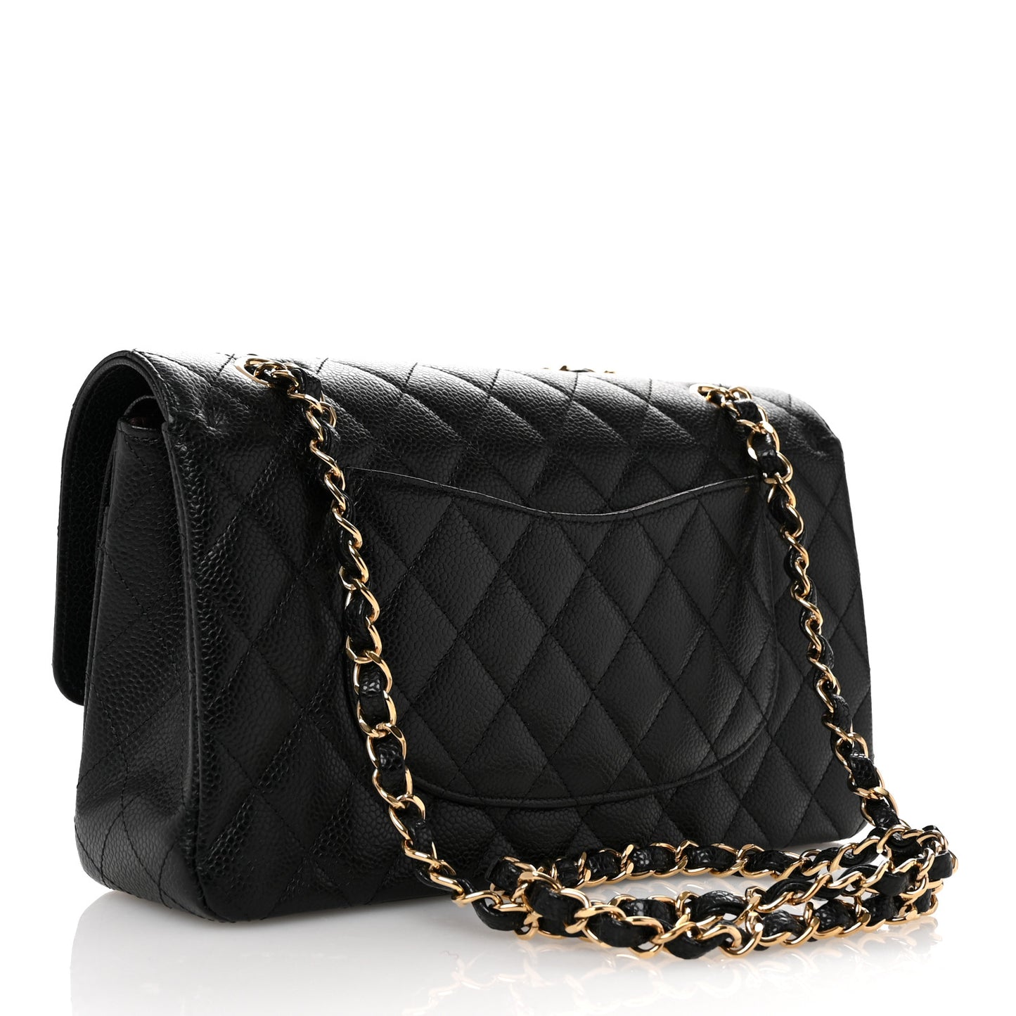 Caviar Quilted Medium Double Flap Black