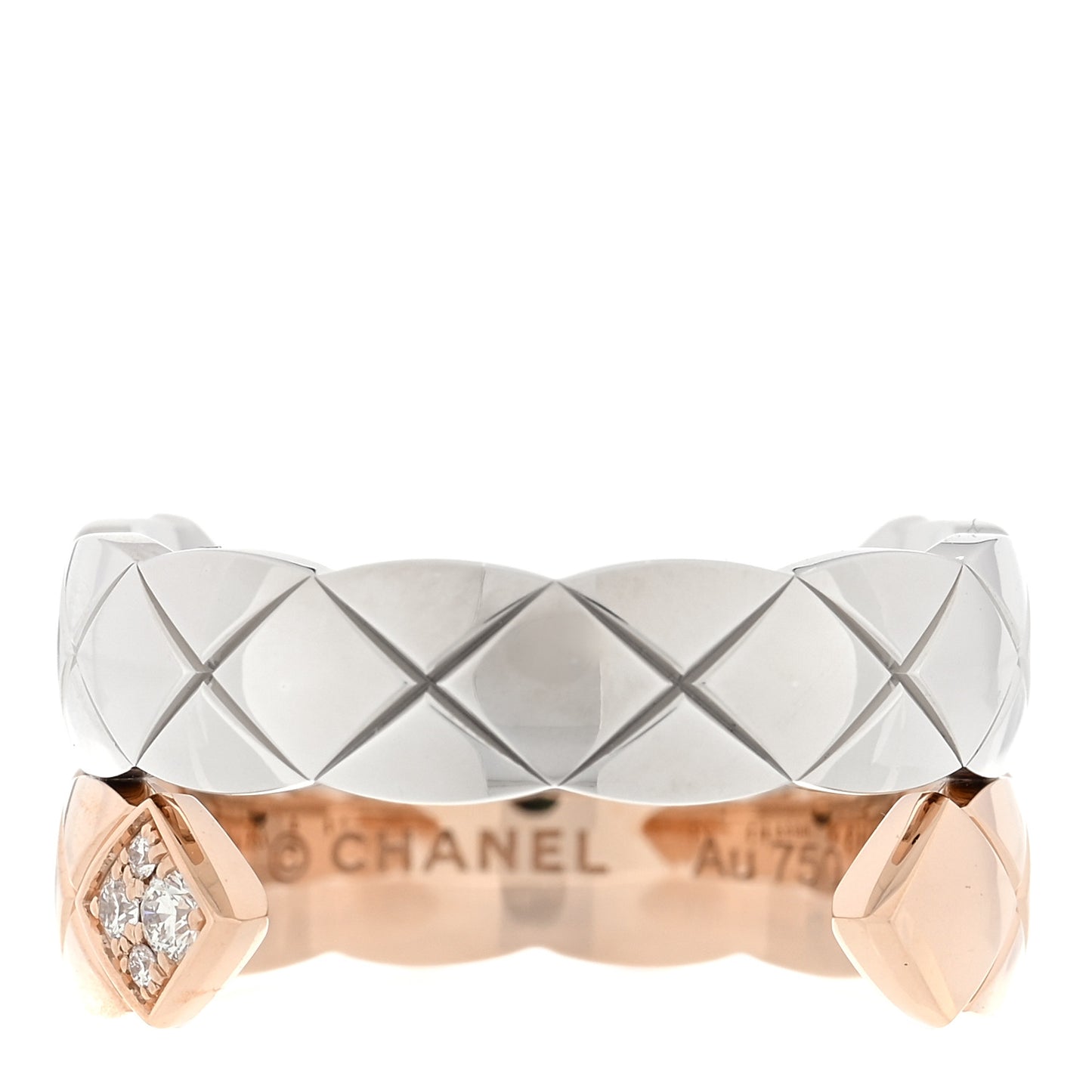 18K White Beige Gold Diamond Coco Crush Toi et Moi Ring 51 5.75