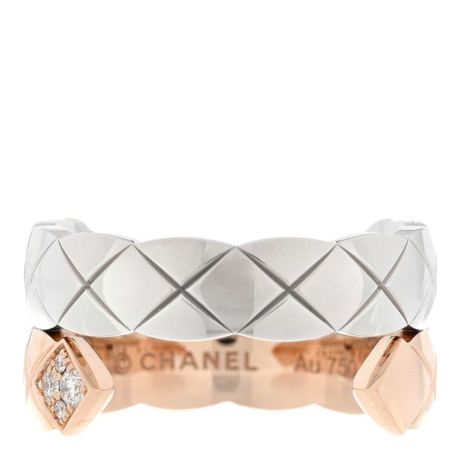 Chanel 18K White Beige Gold Diamond Coco Crush Toi et Moi Ring 51 5.75 1 of 5