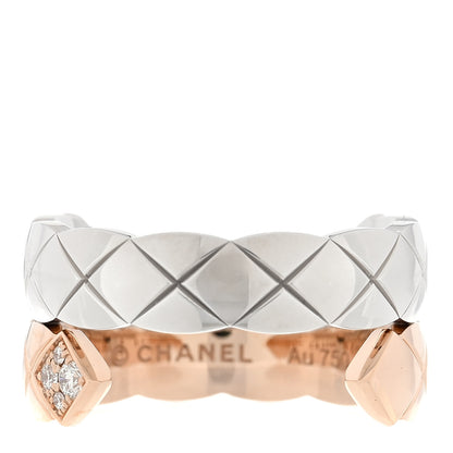 Chanel 18K White Beige Gold Diamond Coco Crush Toi et Moi Ring 51 5.75 1 of 5
