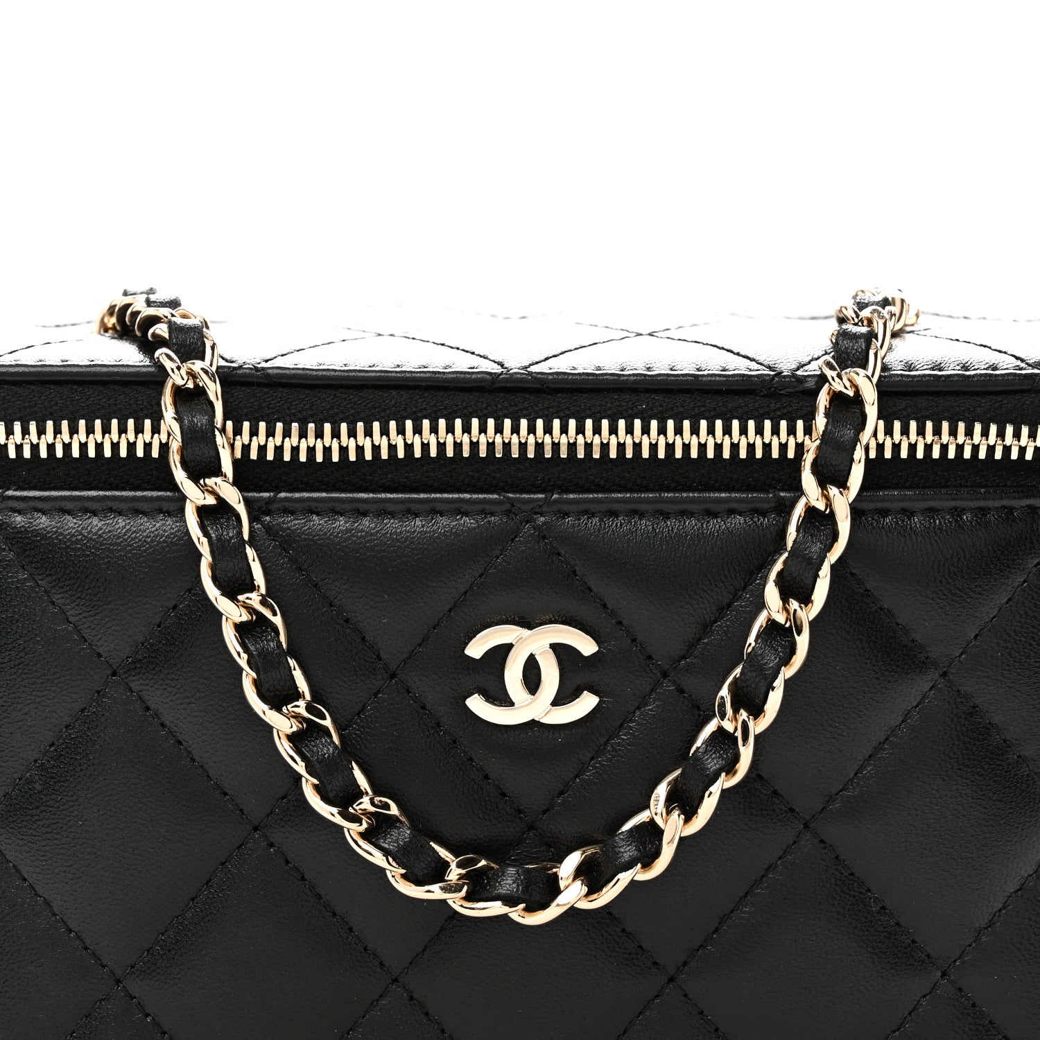 Chanel Lambskin Quilted Small Vanity Case With Chain Black 8 of 11