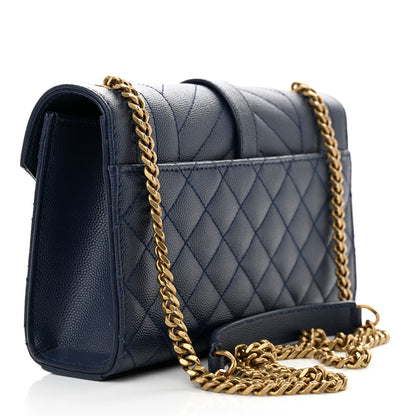 Saint Laurent Grain De Poudre Textured Mixed Matelasse Triquilt Small Monogram Satchel Blue 3 of 10