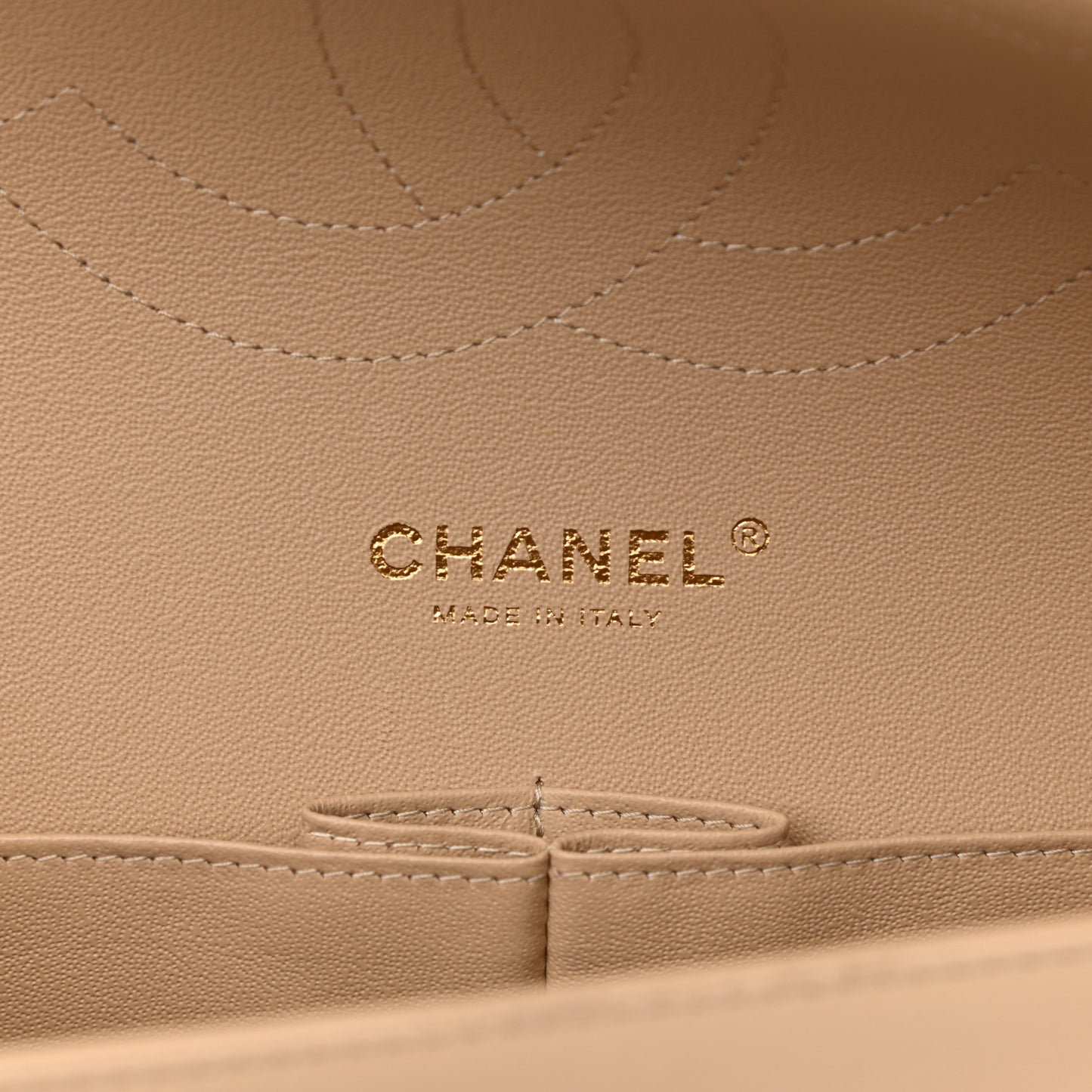Lambskin Quilted Jumbo Double Flap Beige