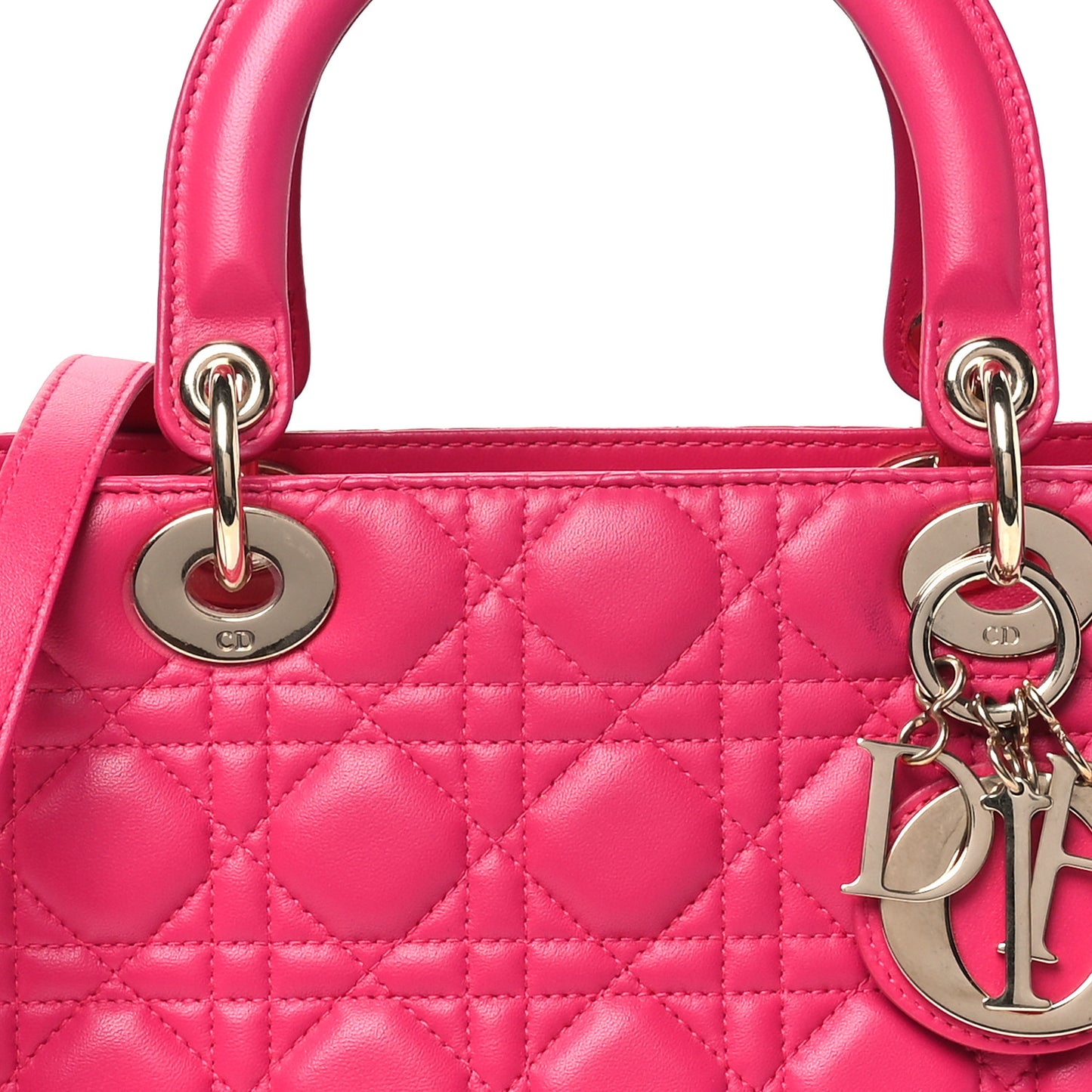 Lambskin Cannage Medium Lady Dior Fuchsia