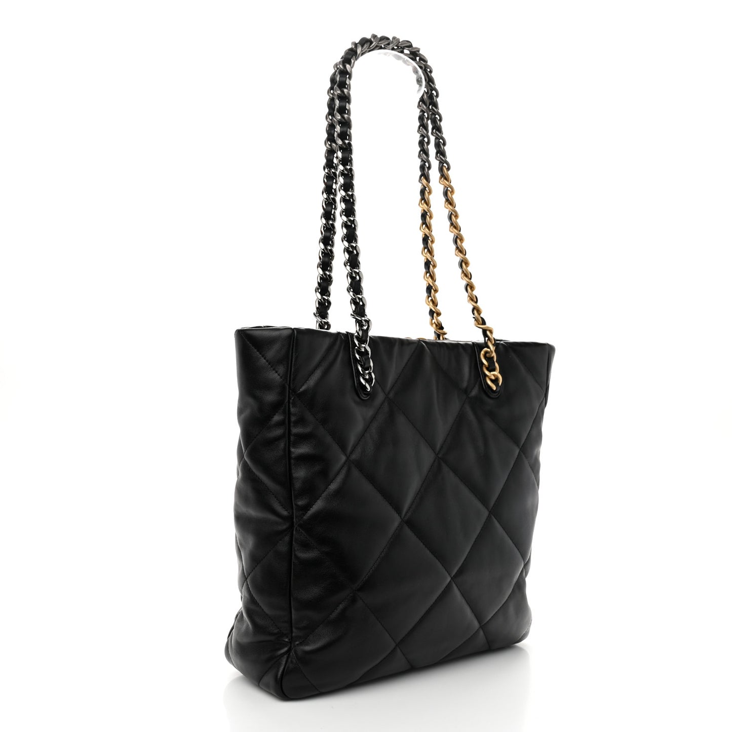 Lambskin Quilted Chanel 19 Shopping Bag Black