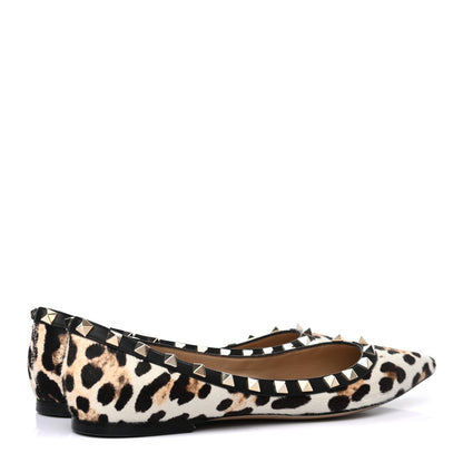 Valentino Garavani Calf Hair Leopard Print Rockstud Ballerina Flats 37 4 of 8