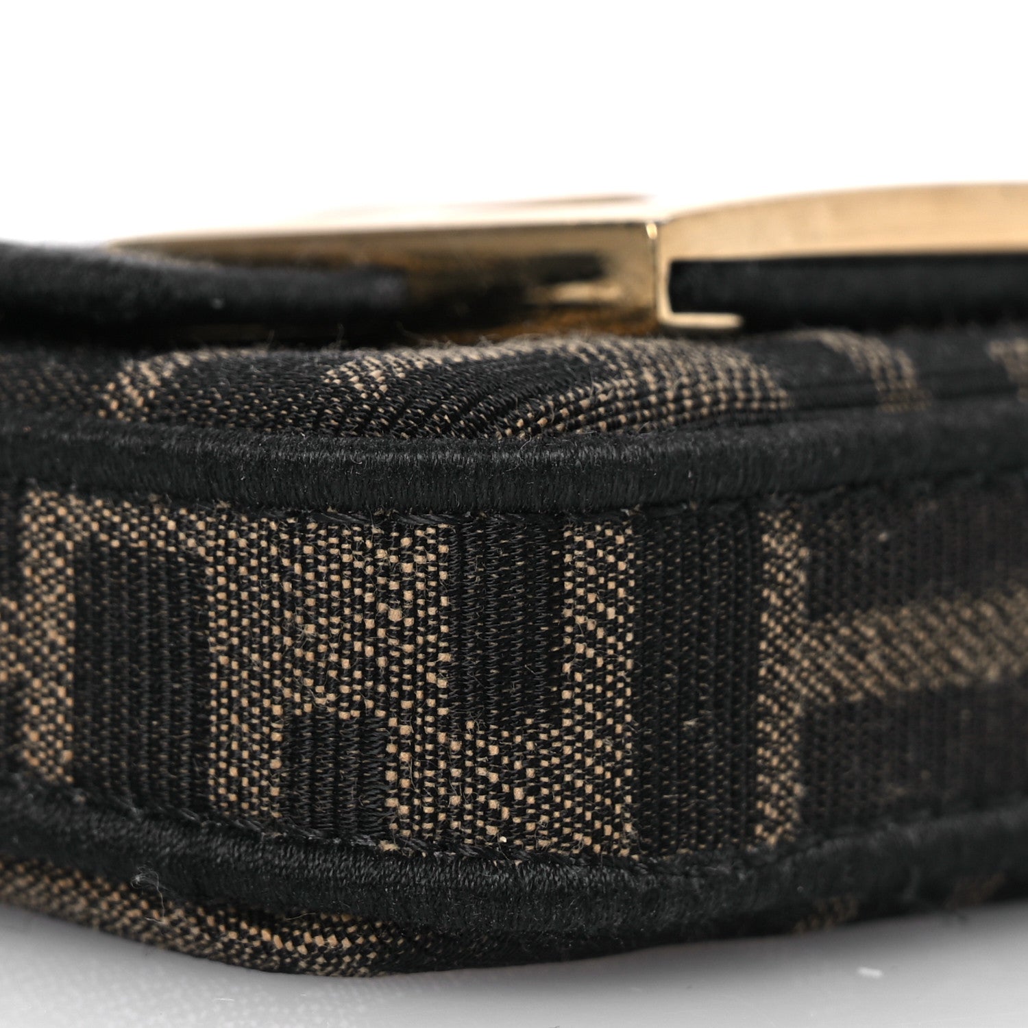 Fendi Fabric Jacquard FF 1974 Nano Maxi Buckle Baguette Charm Tobacco Moro Black 10 of 16