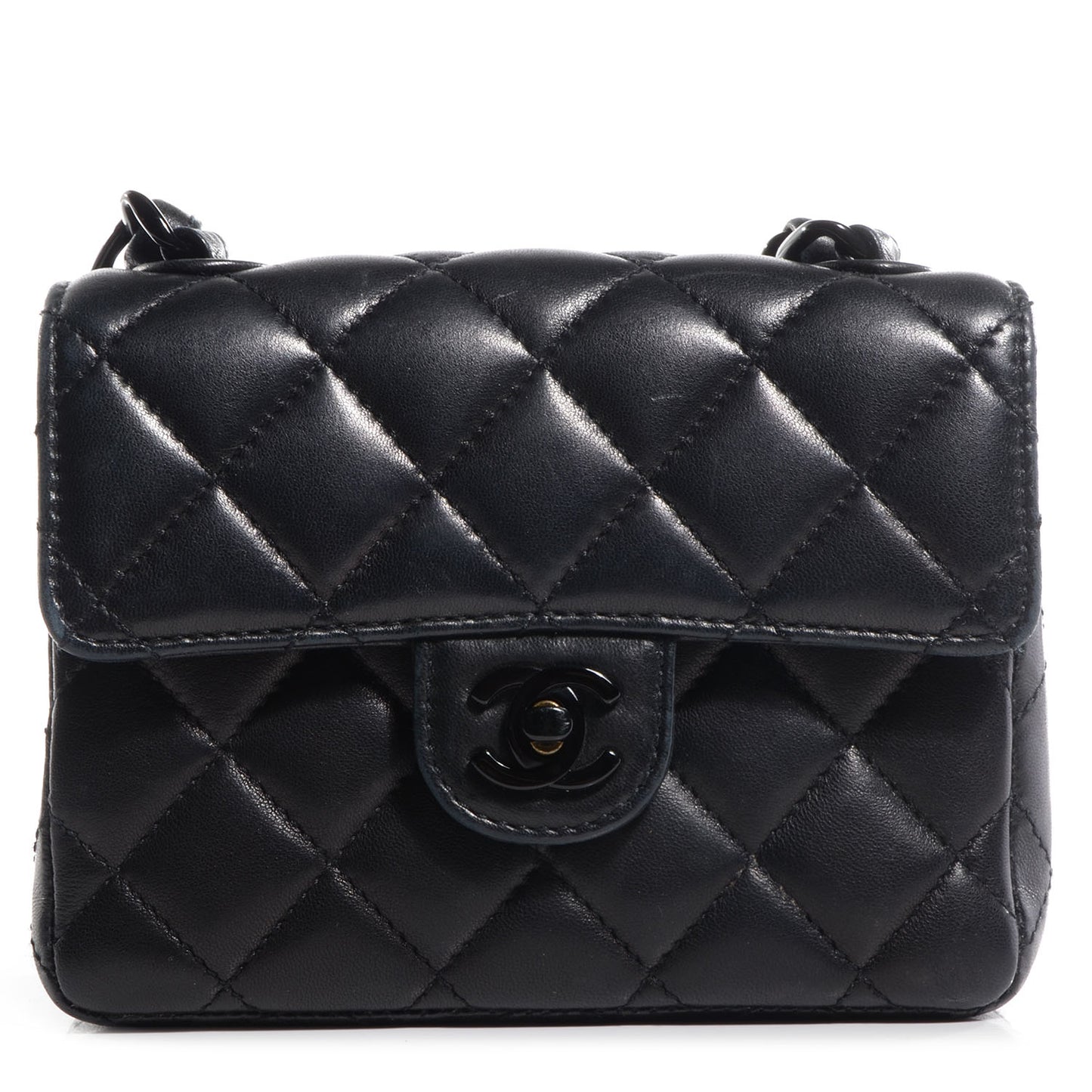 Lambskin Mini Square Flap Black